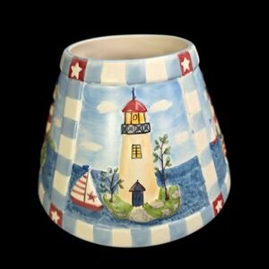 Yankee Candle Large Shade Summer Lighthouses Beach Nautical Boats Ocean Embossed